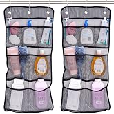 S&amp;T INC. Shower Organizer and Caddy, 2 Pack, 14" x 30", Black | Quick-Dry Mesh, 7 Pockets, Shower Caddy and Bathroom Organizer, Hangs on Existing Shower Curtain Hooks, Cruise Essential