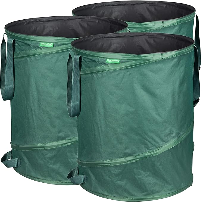 GardenMate 3X Pop-up Gartensack 160l - Selbstaufstellend aus robustem Polyester Oxford 600D Gewebe