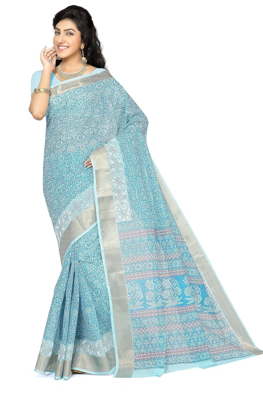rani saahiba poly cotton saree with blouse piece