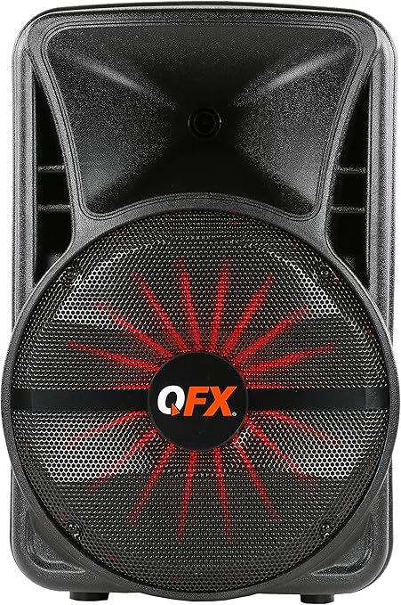 Amazon Qfx Pbx 12sm 12インチ 充電式スマートアプリ制御パーティースピーカー スタンドとマイク付き Qfx デジタルオーディオアクセサリ