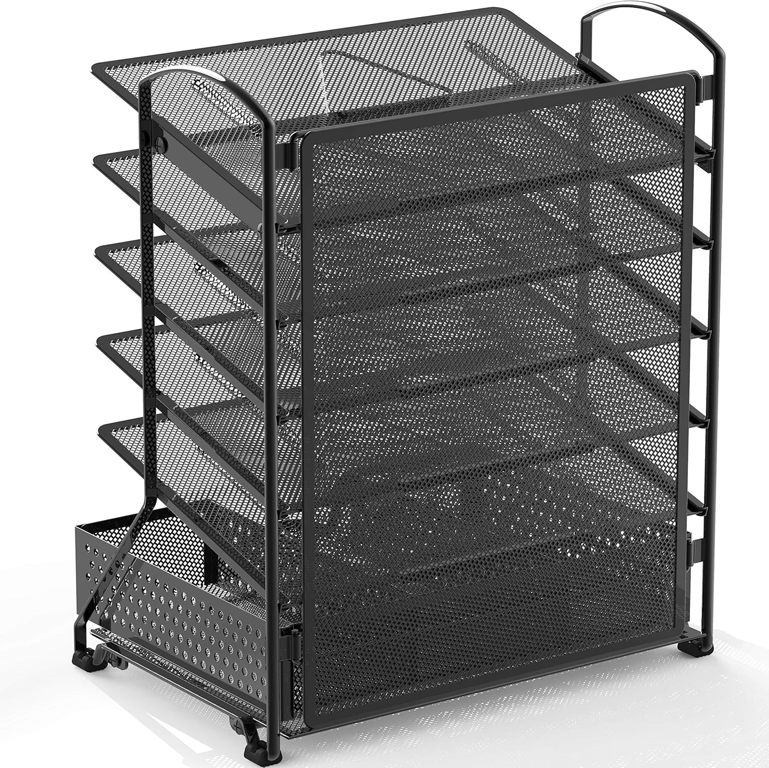 SimpleHouseware 6 Trays Desk Document File Tray Organizer with Supplies Sliding Drawer, Black : Office Products