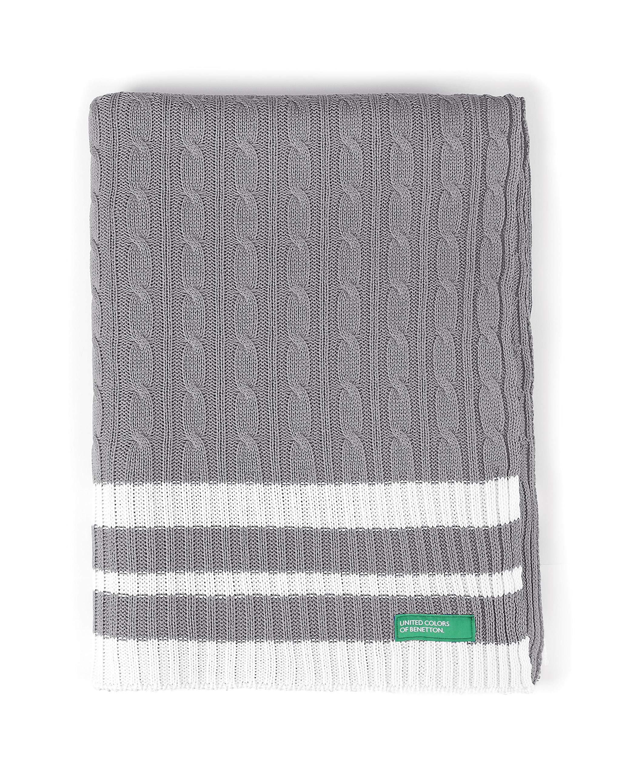 UNITED COLORS OF BENETTON. - Blanket 140 x 190 cm 200 gsm 100% Acrylic Knitted 140x190 cm grey
