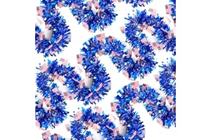OCTERIC 50FT 4th of July Patriotic Tinsel Garland, Metallic Holiday Streamers Glitter Tinsel Garlandsfor Memorial Day Independence Day Indoor Outdoor Holiday Party Decor