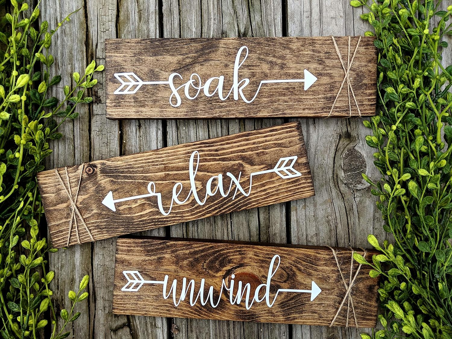 Rustic Soak Relax Unwind Signs. Farmhouse