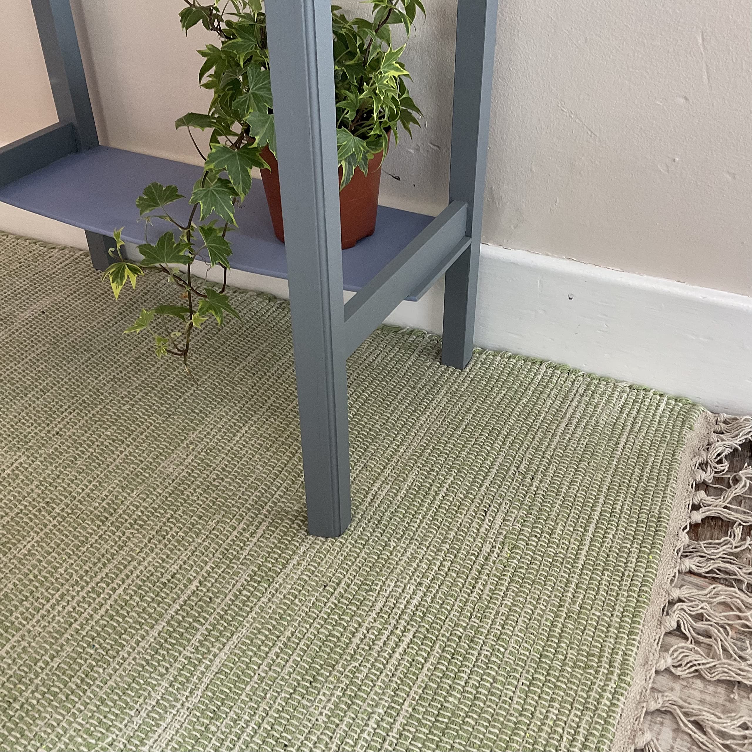Second Nature Online Pale Green Hush Soft Cotton Rug Hand Loomed and GoodWeave Certified Long Runner 60 cm x 210 cm