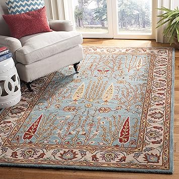 Amazon Com Safavieh Heritage Collection Hg735a Handmade Traditional Wool Area Rug 9 X 12 Blue Ivory Furniture Decor