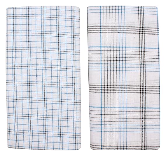Men's Mix Cotton Lungies - Pack of 2 (White, 2mtr)