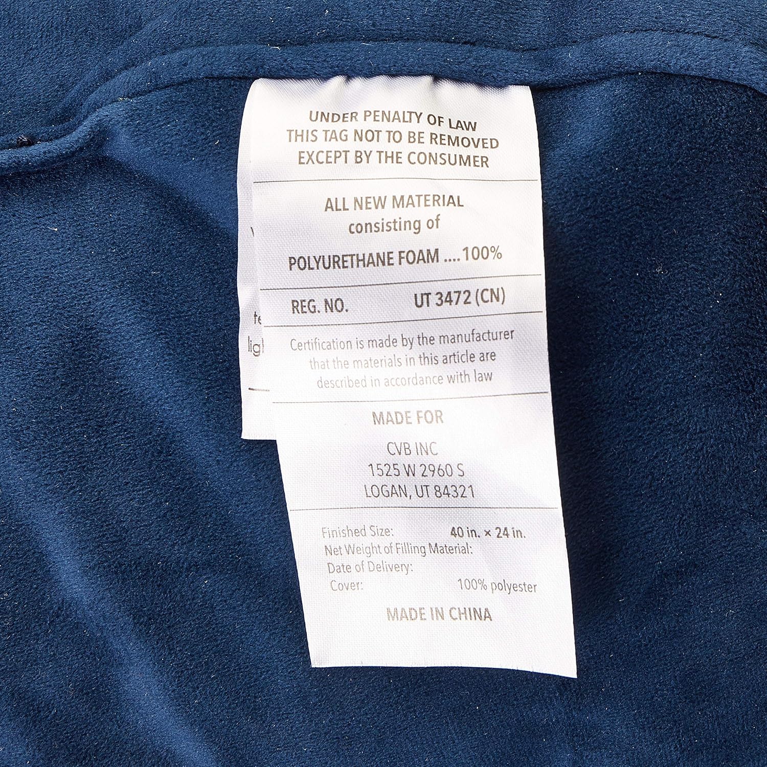Linenspa Soft Velour Cover Shredded Foam Reading Pillow, X-Large, Navy: Home & Kitchen