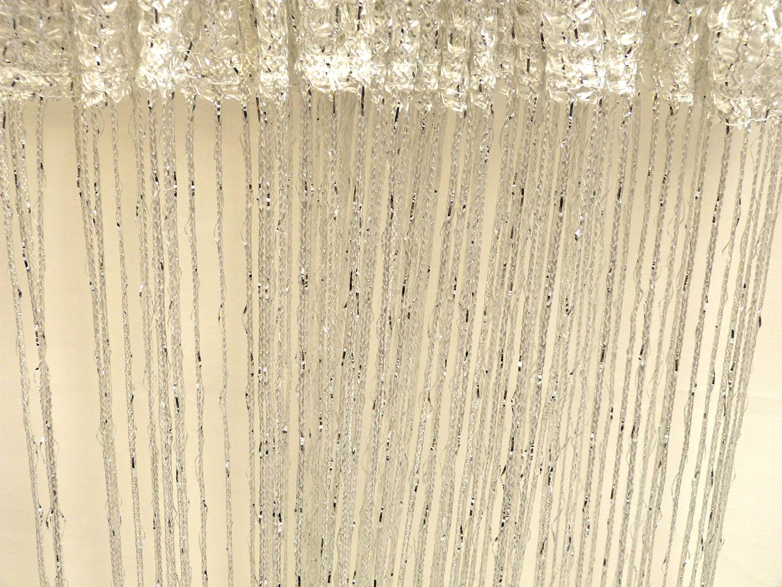 STRING CURTAINS BLINDS FLY SCREEN PATIO DOOR DIVIDER DOOR WINDOW FRINGE CURTAINS (Glitter White)