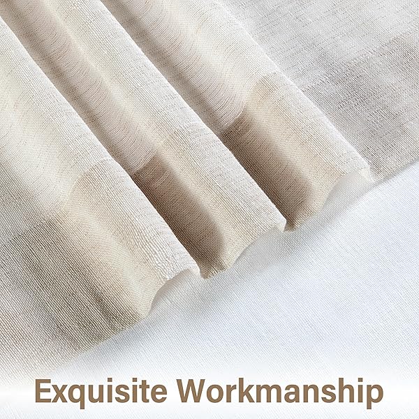 WEST LAKE PINCH PLEATED SHEER CURTAINS 84 INCHES LONG,TAN WHITE COLOR BLOCK DRAPES,FARMHOUSE WINDOW TREATMENT FOR BEDROOM LIVING ROOM,BACK TABS,TAN WHITE,58″ WX84 L(PACK OF 2)