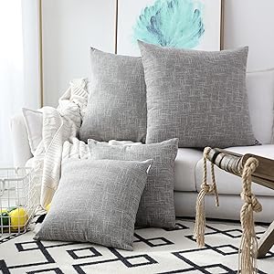 Kevin Textile 2 Pack Decorative Square Pillows Cover Outdoor Throw Pillows Cushion Covers for Chair, 24 x 24 inches, 61cm, Grey