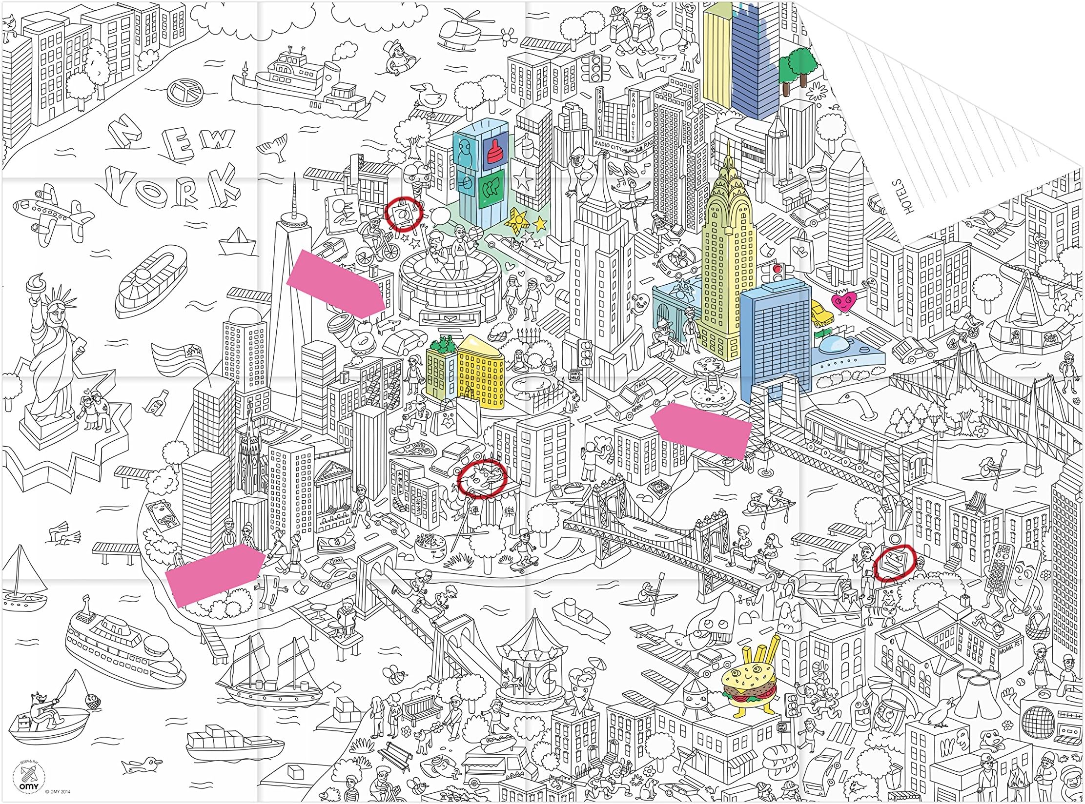 Omy Coloring Pocket Map - New York City - Hours of Creative Play - 20" x 15"