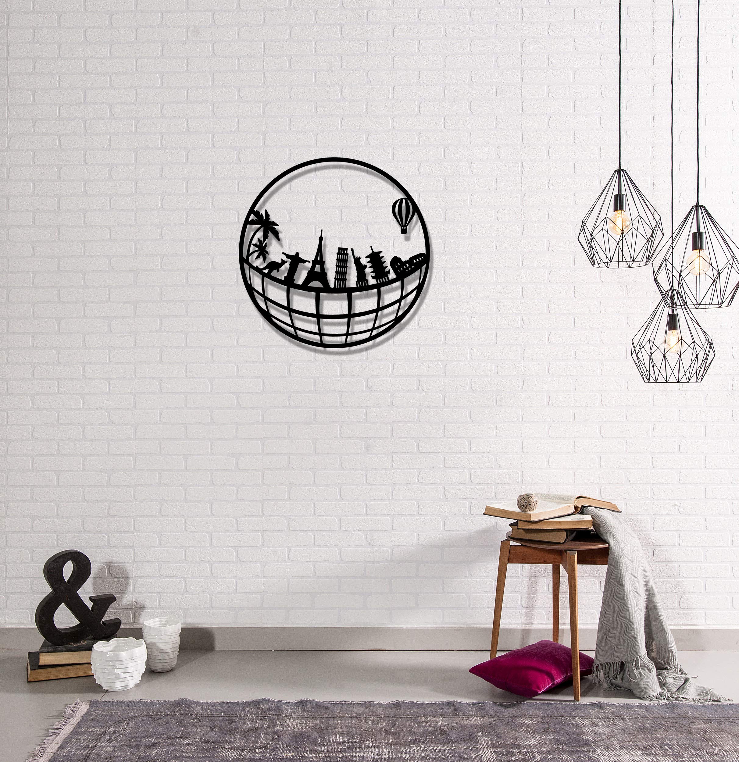 Homemania Wall Decoration, Metal, Black, 50 x 0.2 x 50 cm