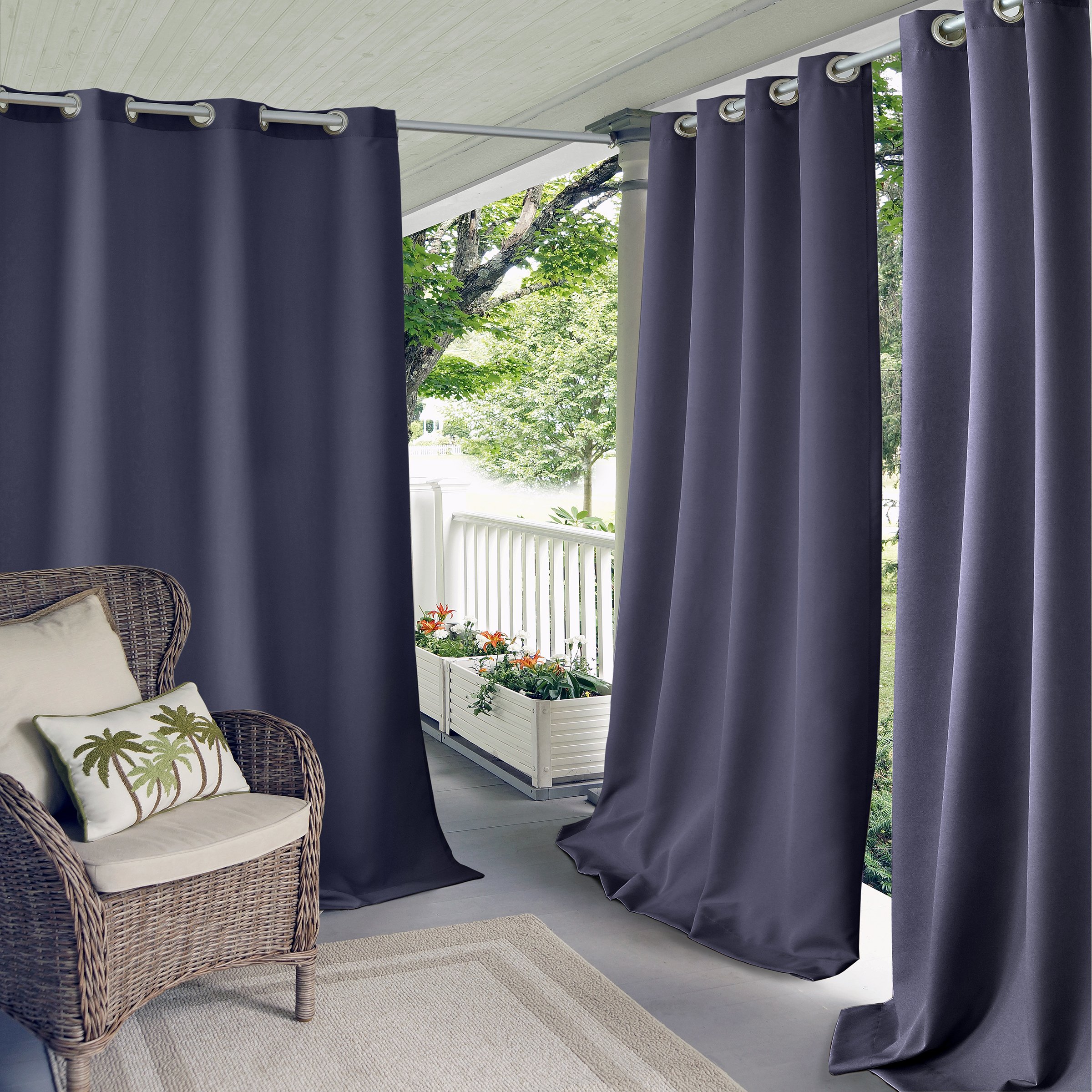 Elrene Home Fashions Connor Indoor Outdoor Solid UV Protectant Grommet | amzdealz