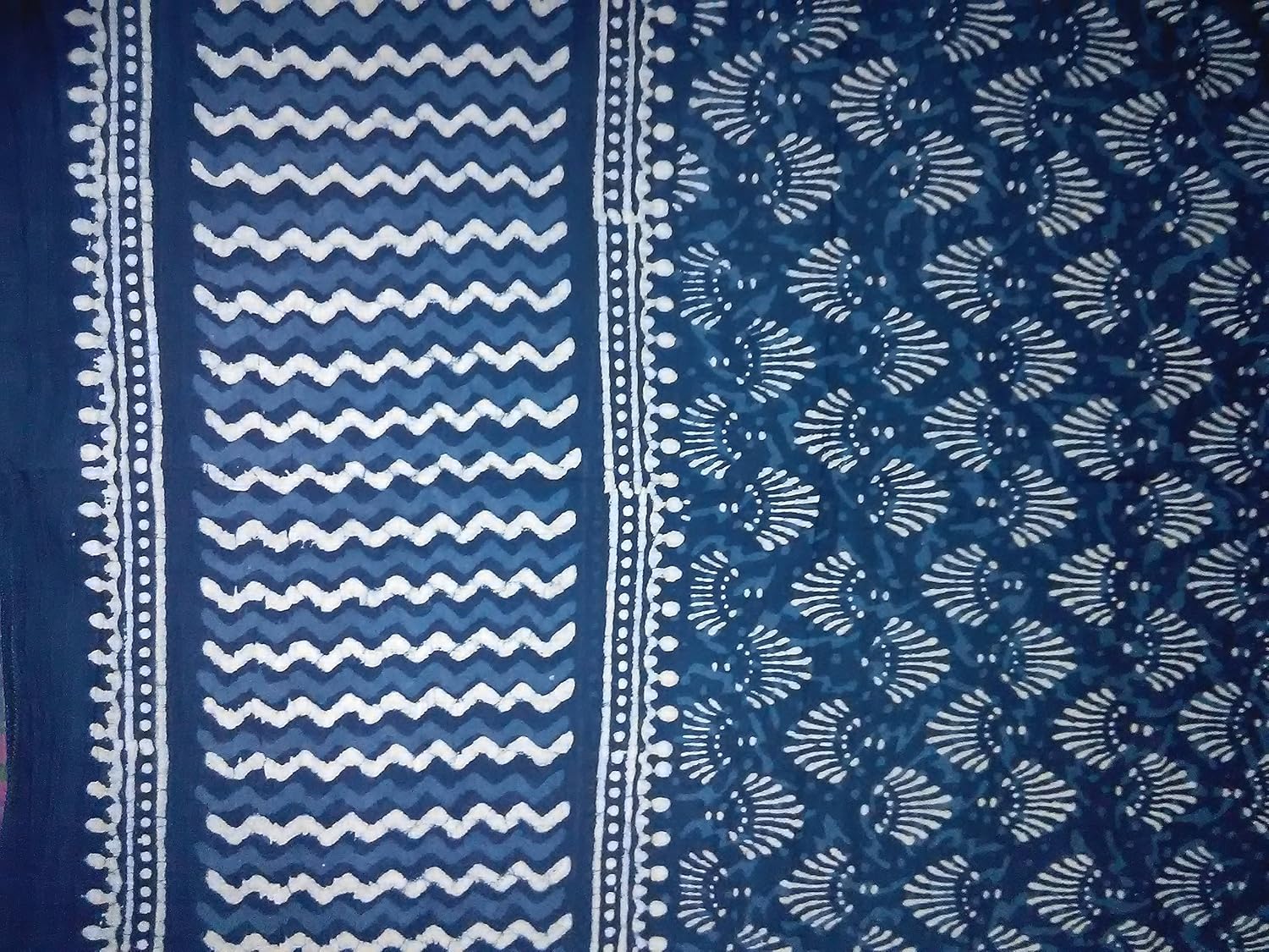 guru kripa enterprises women's stole (blue) size(170cm x 55cm) handblock printed