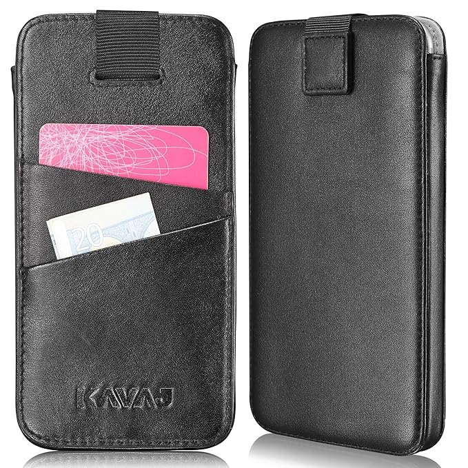 KAVAJ Lederhülle 'Miami' geeignet für Apple iPhone 8 iPhone 7 iPhone 6S iPhone 6 Tasche Leder Schwarz Ledertasche mit Kartenf
