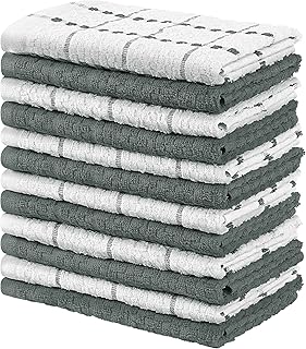 Utopia Towels - 12er Pack Geschirrtücher Küchentücher, 38 x 64 cm Baumwolle Geschirrtüch – Maschinenwaschbar (Grau und Weiß)
