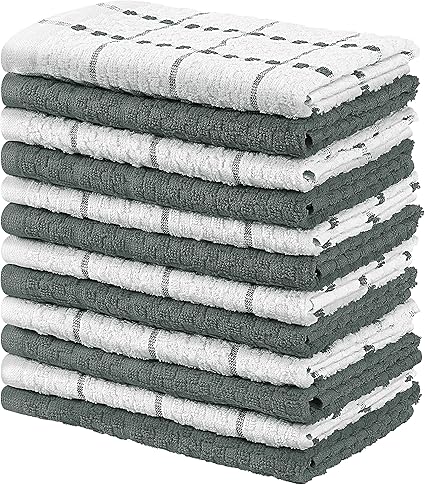 Utopia Towels - 12 Toallas de Cocina, paños de Cocina (38 x 64 cm, Gris y Blanco)