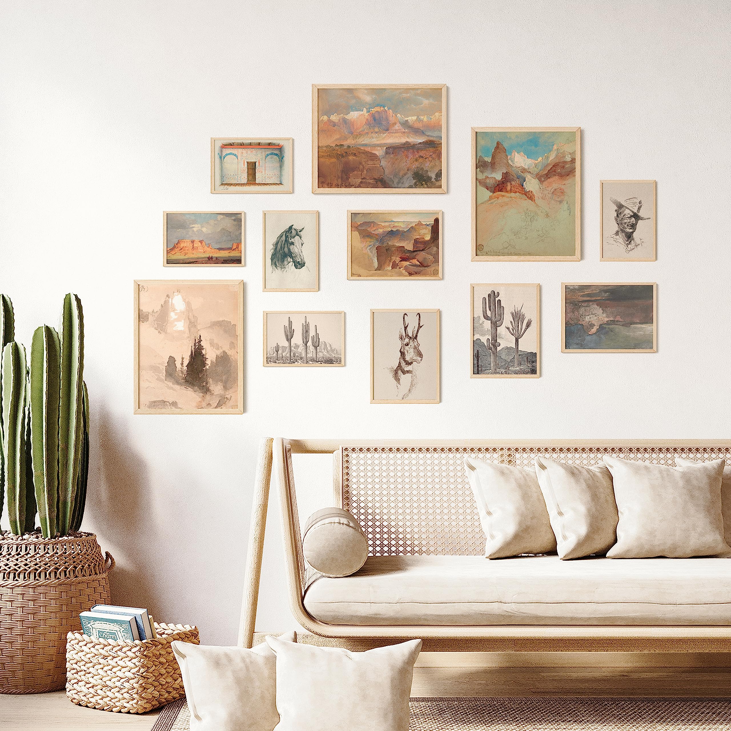 97 Decor Southwest Wall Art - Vintage Western Prints for Home, Rustic Southwestern Posters, Boho Desert Ranch Decor for Bedroom (UNFRAMED)