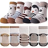 TRUEHAN 5 Pairs Toddler Non Slip Socks with Grips Baby Socks for Kids Girls Boys