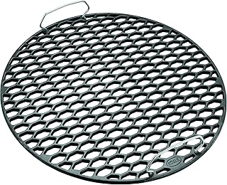 RÖSLE Gussrost RS, Hochwertiger Grillrost aus emailliertem Gusseisen mit Wabenmuster für Grillbranding, Edelstahlgriffe, 60 cm