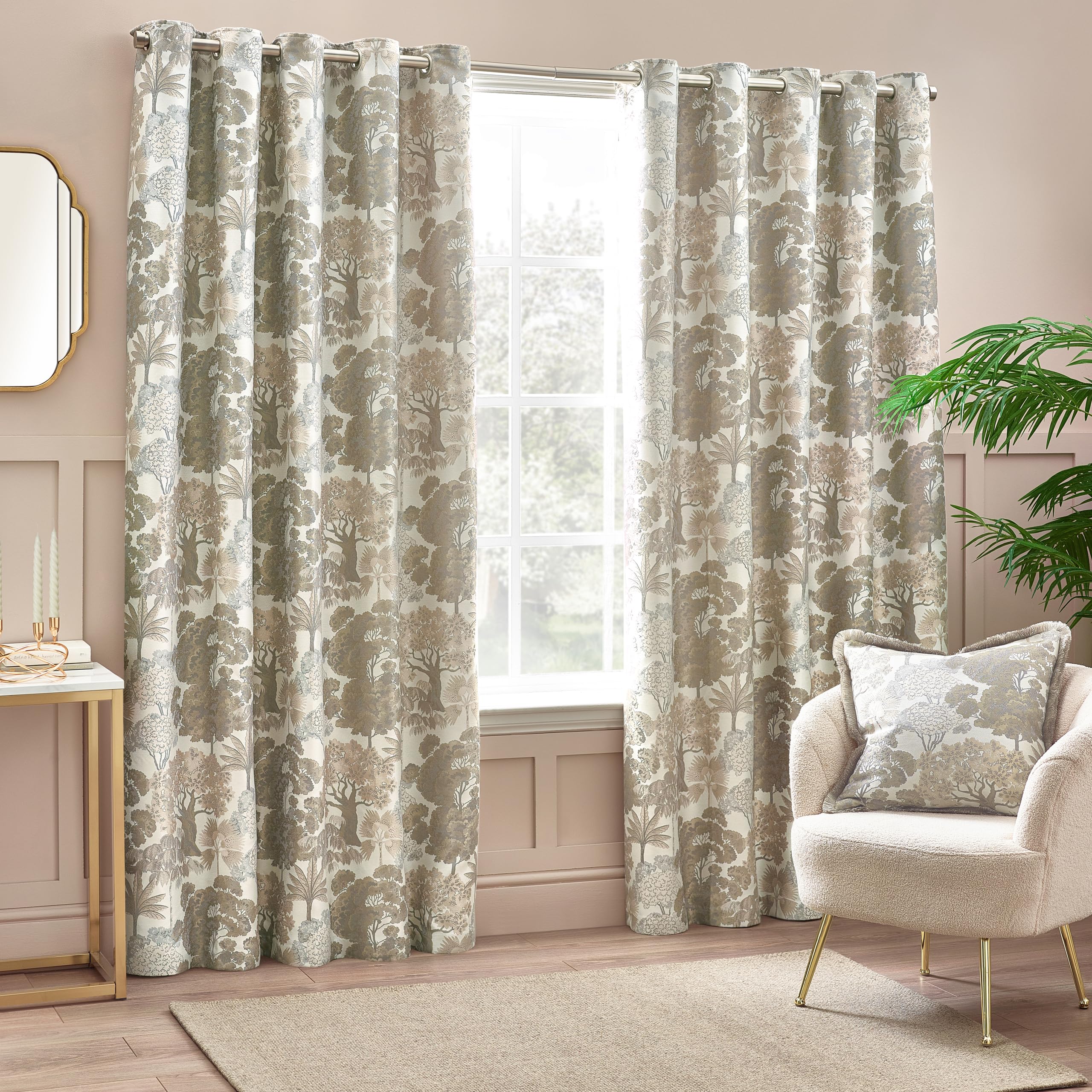 furn. Wylder Nature Woodlands Eyelet Curtains - 2 Panels - Width x Drop - 117 x 183cm (46 x 72) - Natural