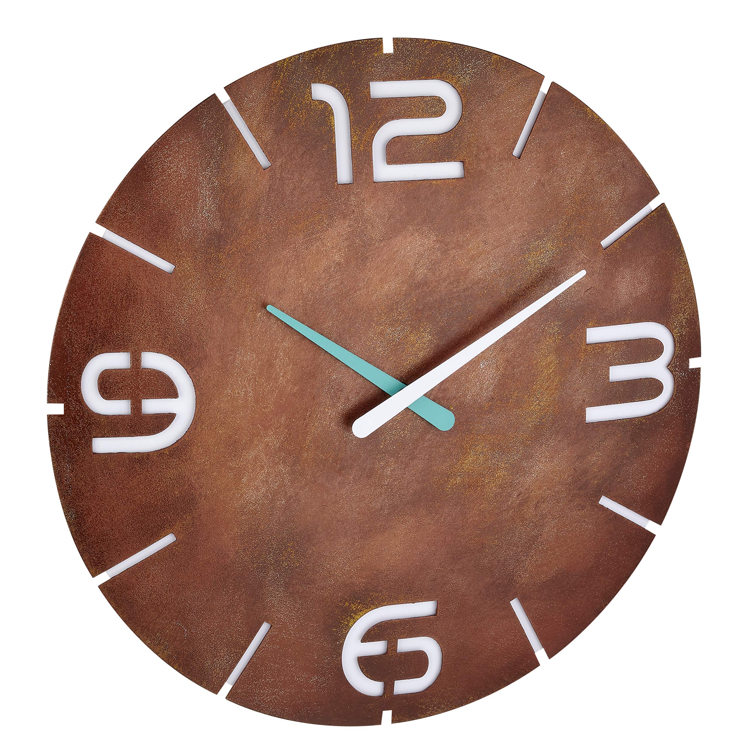 TFA Dostmann CONTOUR 60.3536.14 Radio-Controlled Wall Clock, Plastic, Rust look, Ø 350 x (H) 35 mm