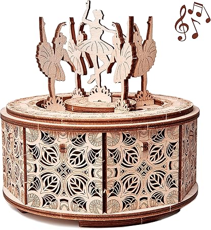 Amazon Wood Trick ウッドトリック ダンシングバレリーナ オルゴール付き 自転する3dウッドパズル 木製模型 オルゴール ホビー