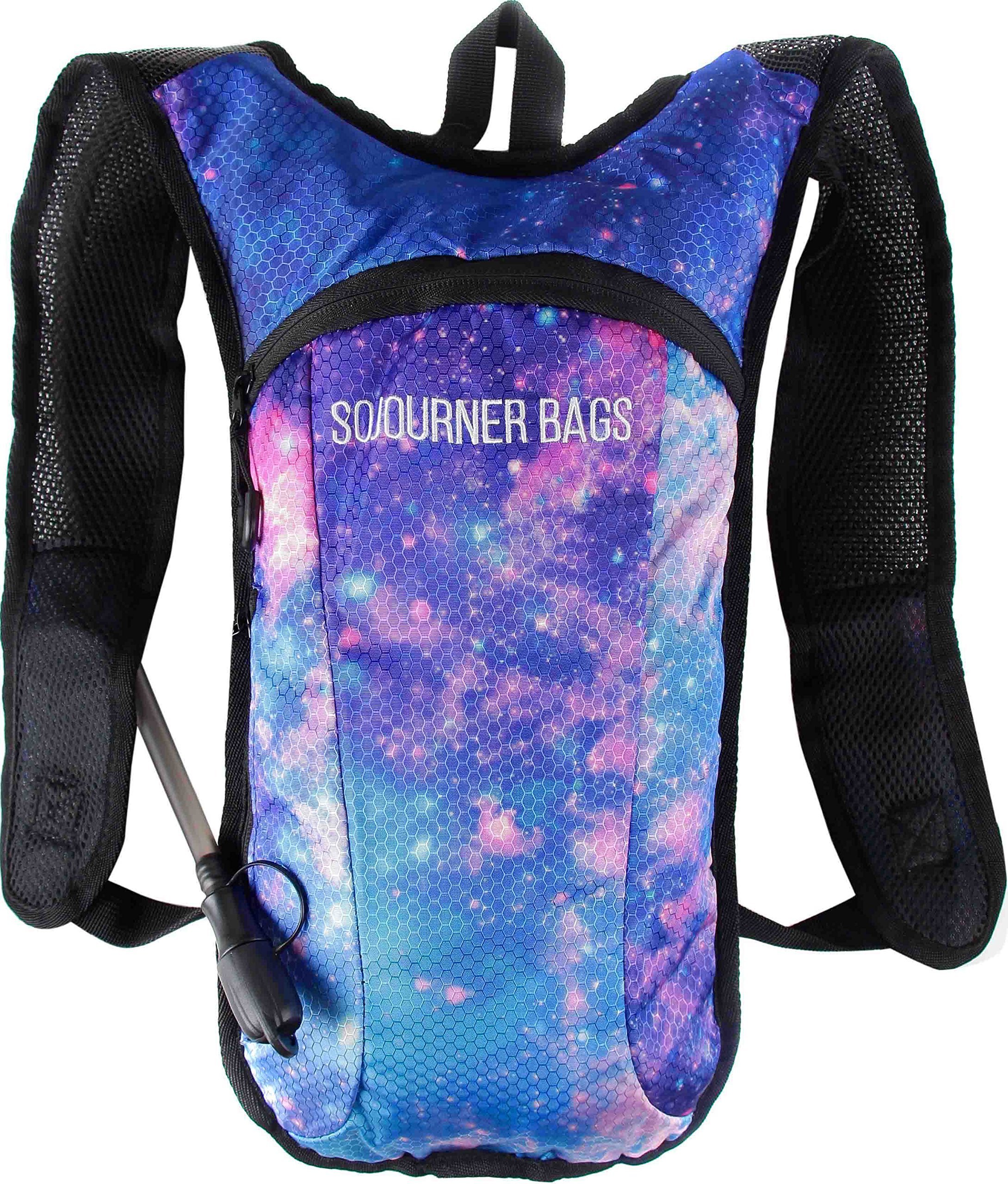 Photo 1 of SOJOURNER Hydration Pack Backpack - 2L Water Bladder Included for Festivals, Raves, Hiking, Biking, Climbing, Running and More (Galaxy 1)
