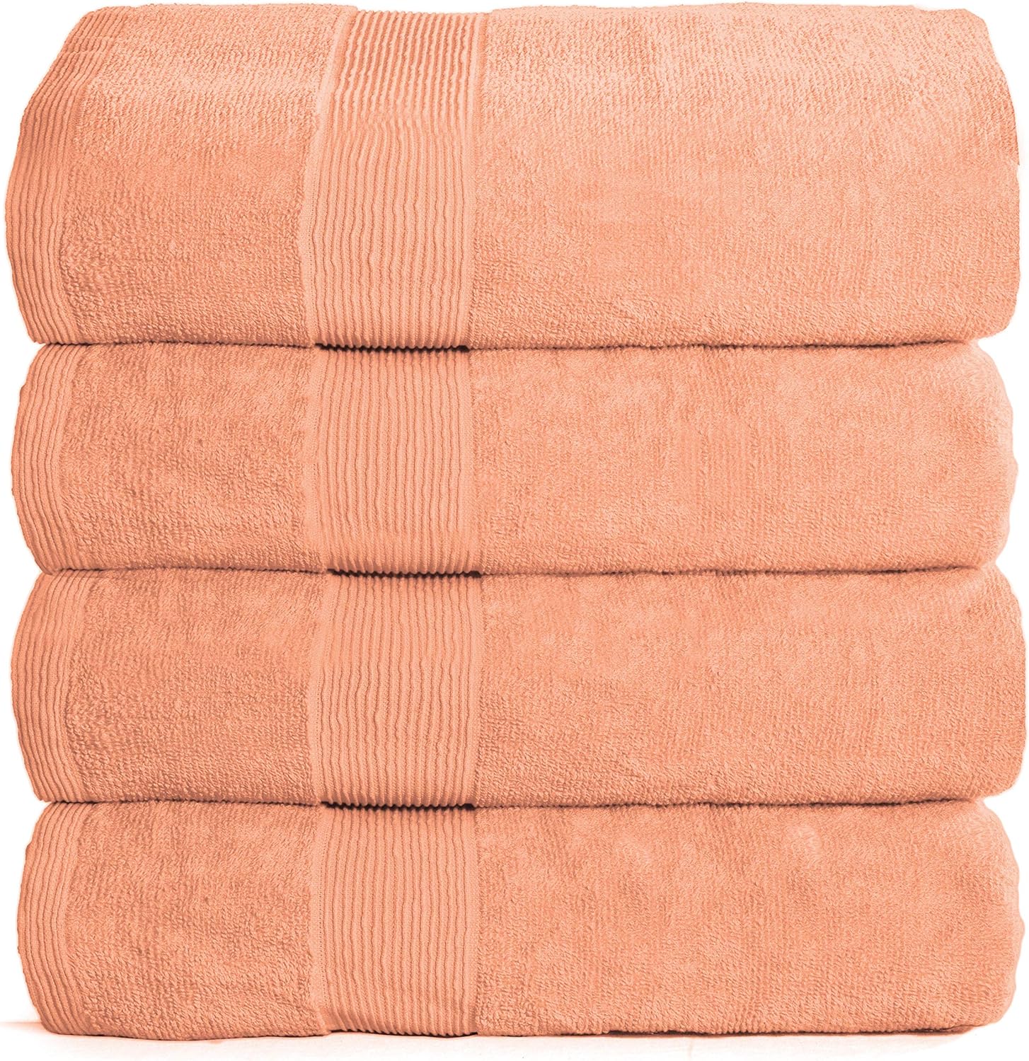 Elvana Home 4 Pack Bath Towel Set 27x54, 100% Ring Spun Cotton, Ultra Soft Highly Absorbent Machine Washable Hotel Spa Quality Bath Towels for Bathroom, 4 Bath Towels Peach: Kitchen & Dining