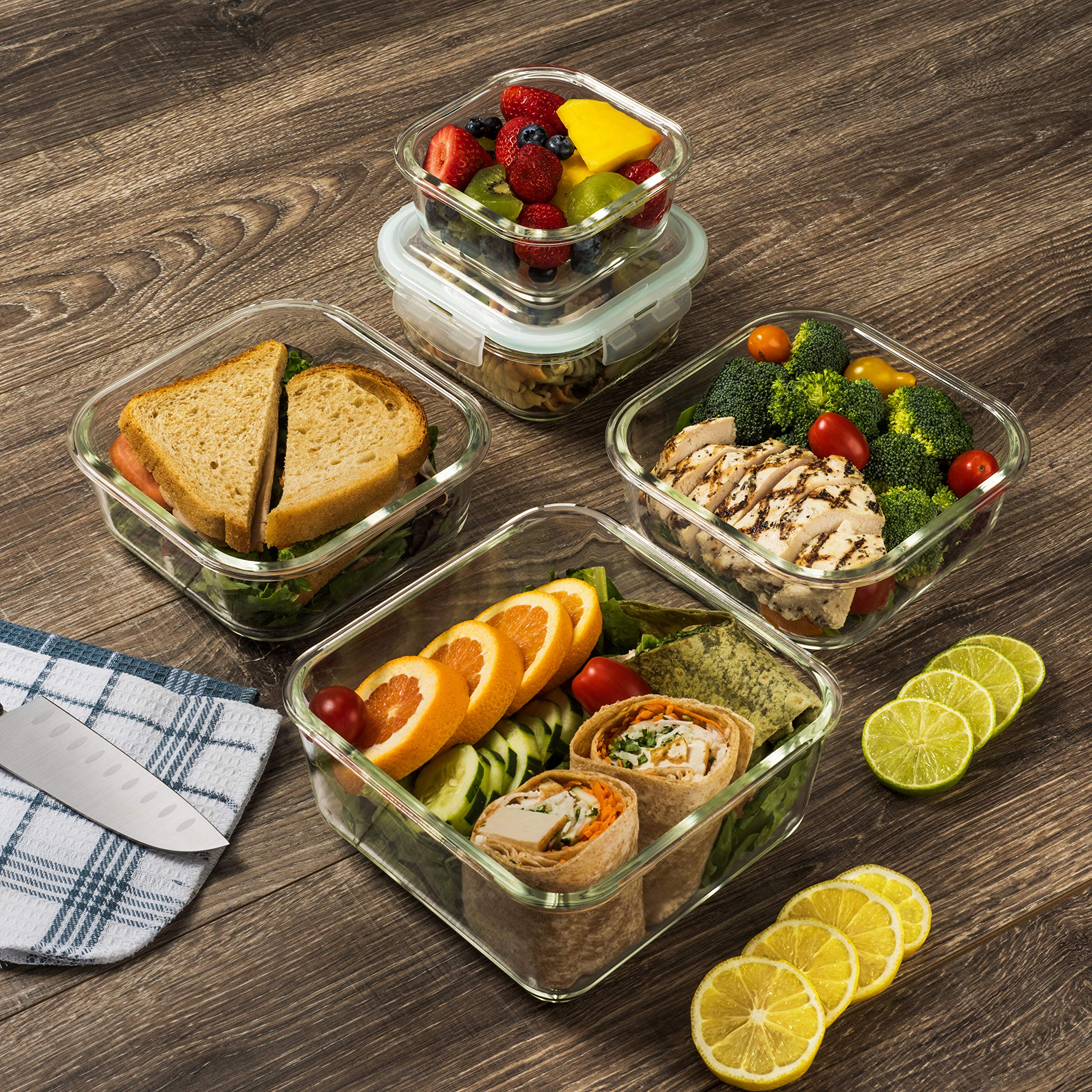 Extra Large Assorted sizes Glass Food Storage Containers with Airtight