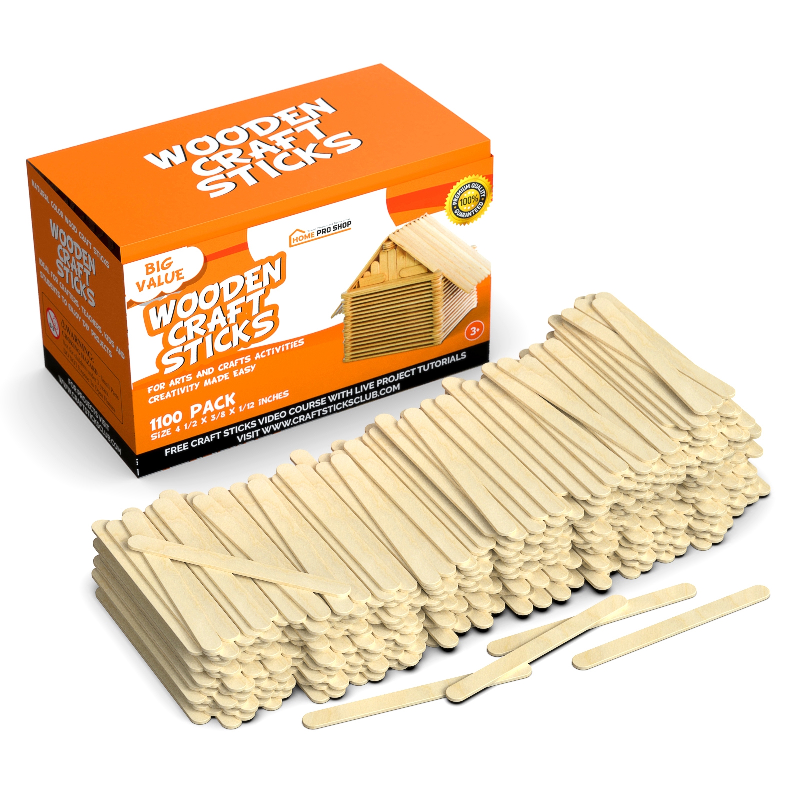 Popsicle Sticks for Crafts Craft Sticks Pack 1100 Wooden Sticks for