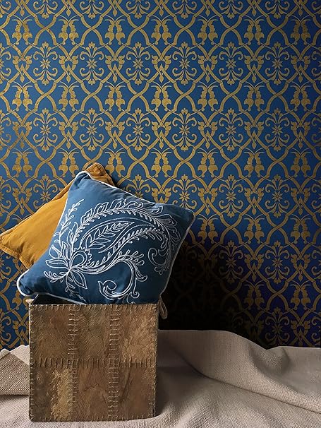 Amazon Co Jp アラジンダマスク壁ステンシル モロッコステンシル 壁ステンシル アジアまたはインドの壁絵ステンシル Diy壁デザイン ボヘミアンシック壁紙 ホーム キッチン