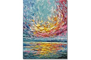 Limiyer Art 40x28 Inch hand-painted sea Sunrise landscape Modern Abstract Oil Painting Large Canvas art Hall Bedroom Office Wall Decoration