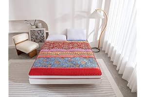 Heimorn Japanese Floor Mattress Futon Mattress, Thicken Sleeping Mattress Foldable & Portable Roll up Camping Mattress, Bohemia Yellow Full