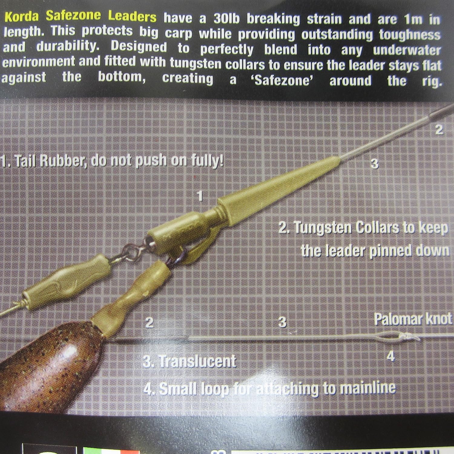 Fishing Tackle Direct FTD 2 Packs of 1m/30lb/13.6kg KORDA Safe Zone