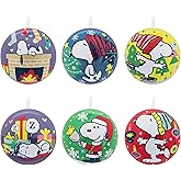 Hallmark Peanuts Tin Ball Christmas Ornaments, Set of 12