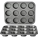 Amazon Basics Nonstick Muffin Baking Pan, 12 Cups - Set of 2