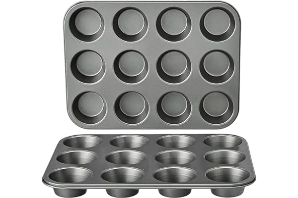 Amazon Basics Nonstick Muffin Baking Pan, 12 Cups - Set of 2