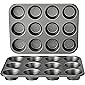 Amazon Basics Nonstick Muffin Baking Pan, 12 cups - Set of 2