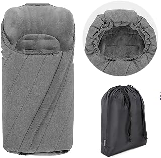 Zamboo Winter Fußsack für Kinderwagen & Buggy - Anti-Rutschschutz, weiches Deluxe Thermo Fleece, warme Mumien-Kapuze & Tasche - Melange Grau