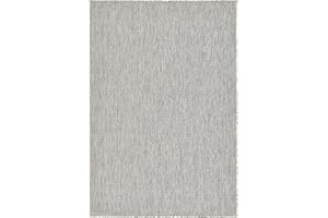 Unique Loom Collection Casual Transitional Solid Heathered Indoor/Outdoor Flatweave Area Rug (4' 1" x 6' 1" Rectangle, Light Gray/Ivory)