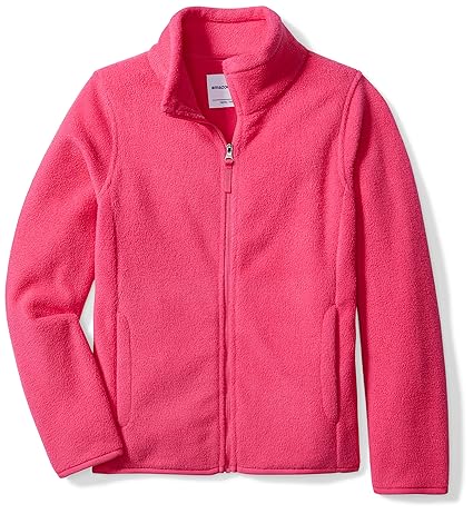 Amazon Essentials Big Girls' Full-Zip Polar Fleece Jacket, Dark Pink, Medium
