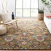 SAFAVIEH Area Rug 8x10 - Blossom Collection - Large - Green & Multi, Handmade Wool, Ideal for Living Room, Bedroom, Office, D