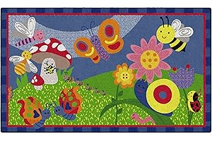 Flagship Carpets Kids and Baby Non Slip Area Rug for Home Learning or Classroom Carpet, Playroom or Kids Bedroom Mat, 3' x 5', Cutie Bugs