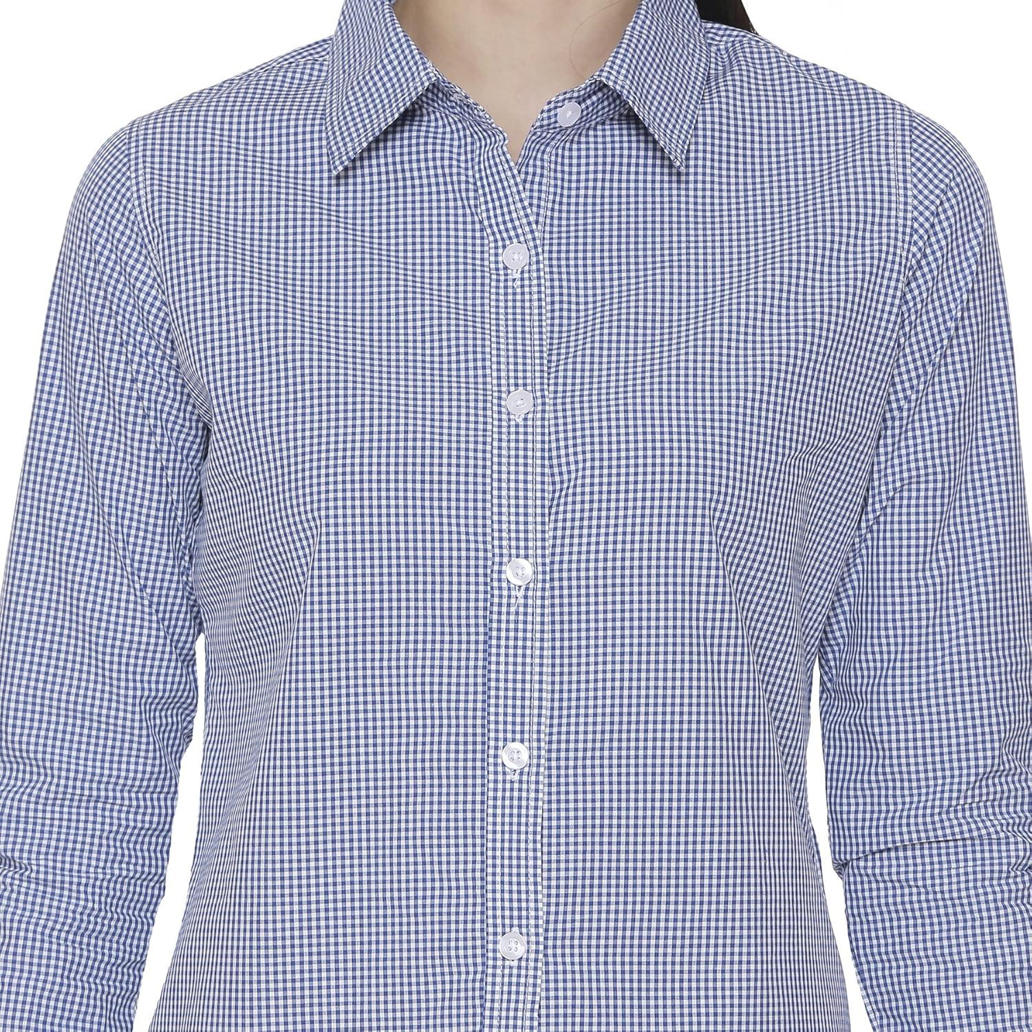 the cotton company women's checkered shirt - white & blue