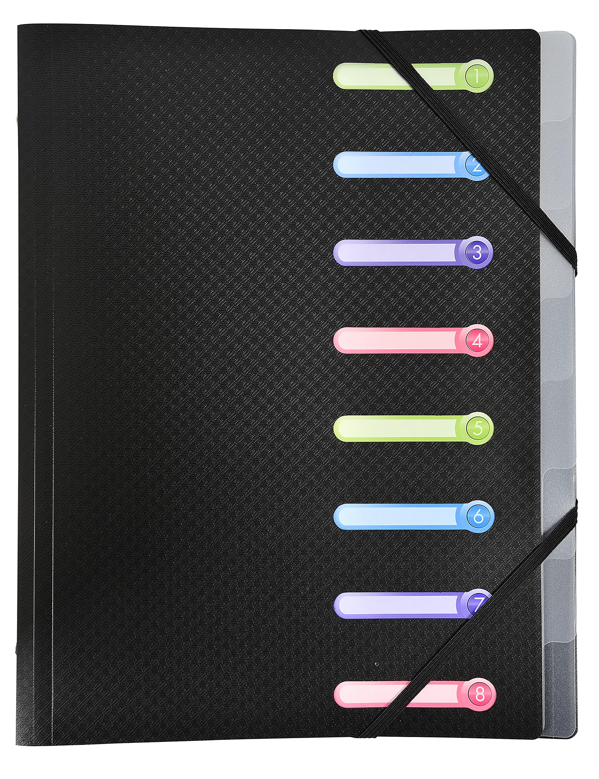 Exacompta - Ref 56181E - Opak Multipart File With Internal Pocket - 240 x 320mm in Size, Suitable for A4 Documents, 8 Tabbed Sections, PP Cover with Tabs - Assorted Colours