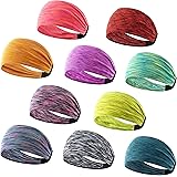 DASUTA Set of 10 Workout Headbands for Women,Yoga Sport Athletic Headband for Running Sports Travel Fitness Elastic Wicking M