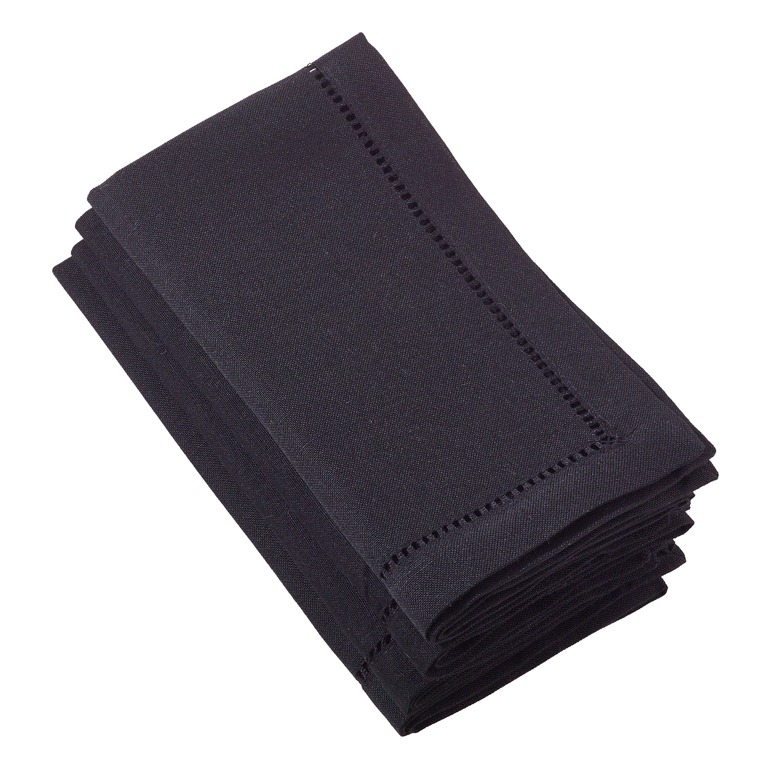 SARO LIFESTYLE Napkin-Set of 4, Polyester, Black, 20"