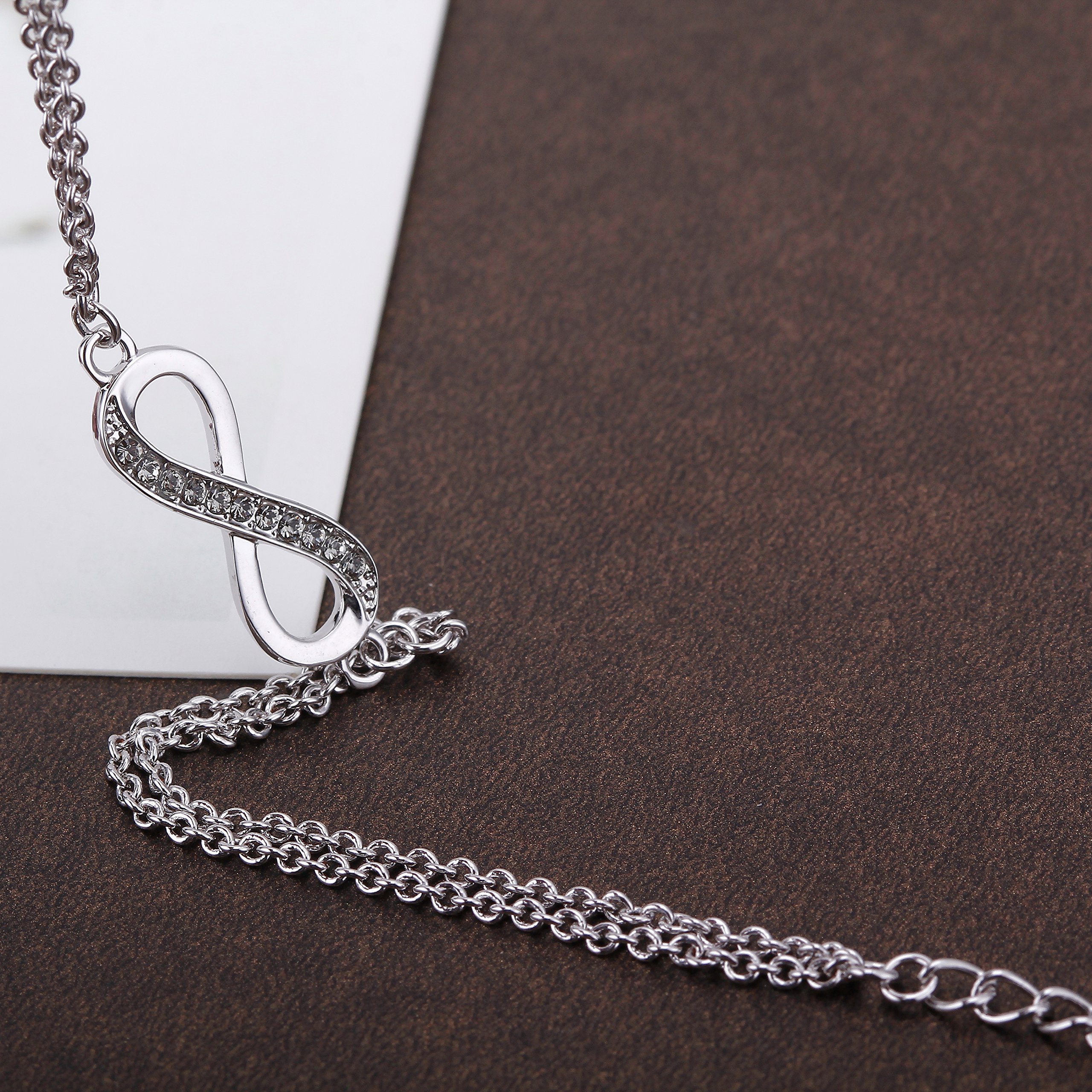 OUXI Platinum Plated Infinity Love Bracelet Simple Bangle with Cubic Zirconia Diamond